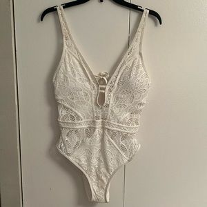 Sexy lacy white swimsuit